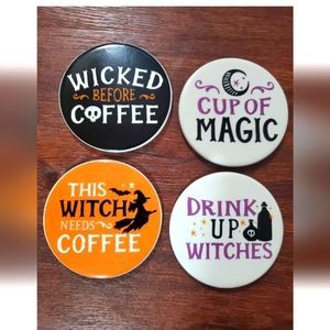 Halloween witch coffee themed coasters